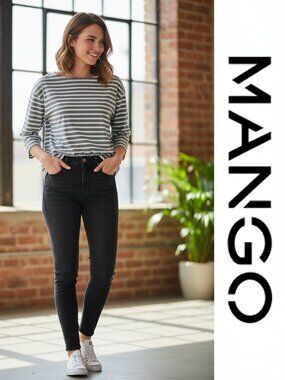 Mango Striped Cotton T Shirt Small Black White Casual Basic Tee Flaw